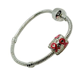 925 silver- Snack bracelet/breast cancer charm. NWOT